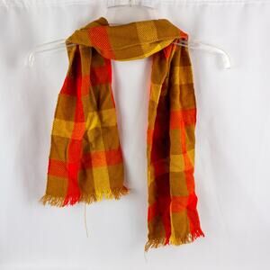 Handmade Brown Yellow Red Woven Tassel Scarf Unisex Mens Womens One Size